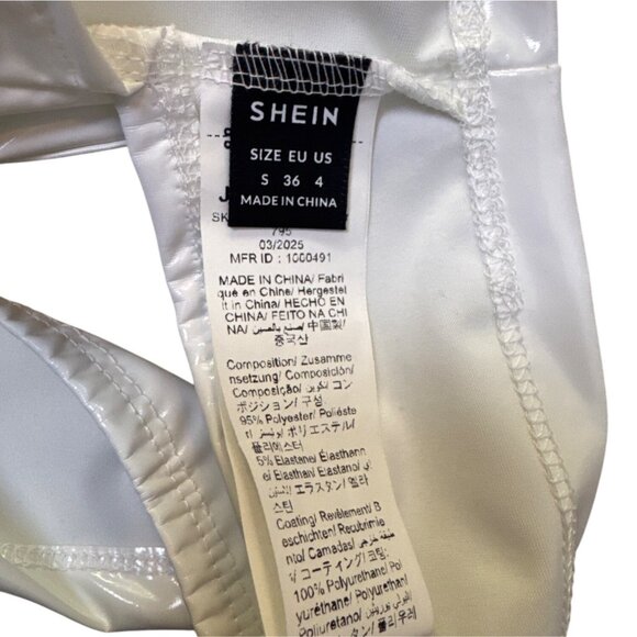 Shein White Patent Cross Back Crop Top S - Picture 3 of 3